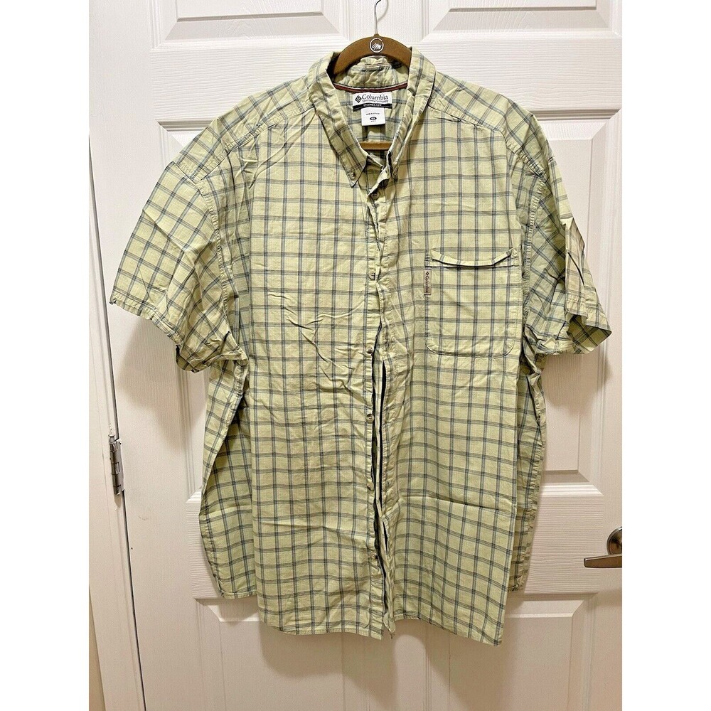 Columbia Mens Button Shirt Short Sleeve Size 4X Plaid Cotton